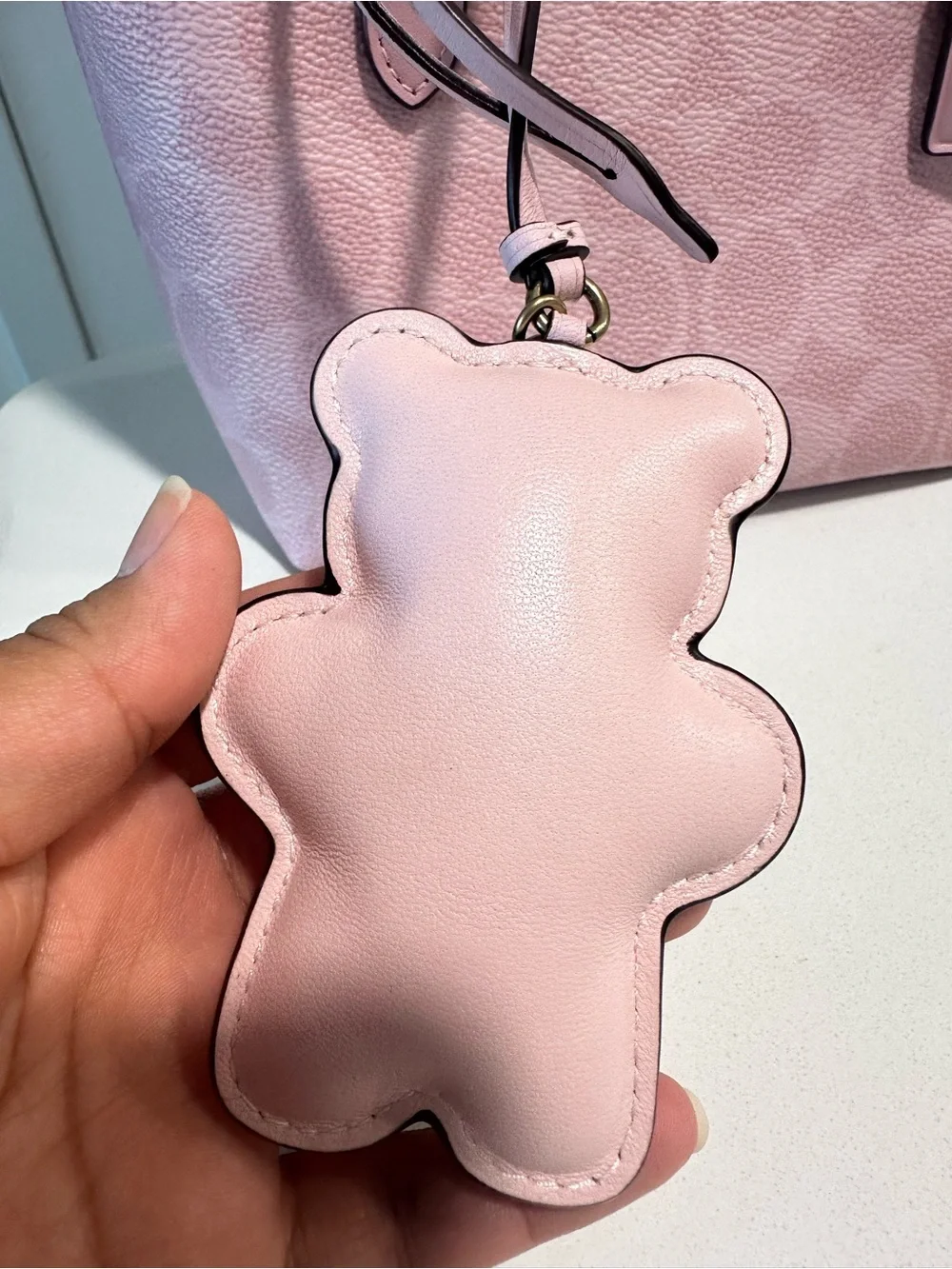 Coach Powder Pink Mini City Tote with wristlet and bear charm